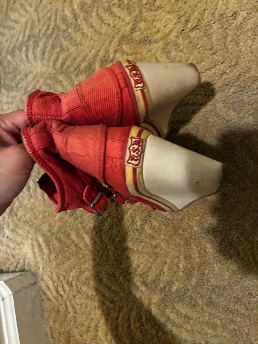 Vintage ASH Red Buckle High-Top Sneakers